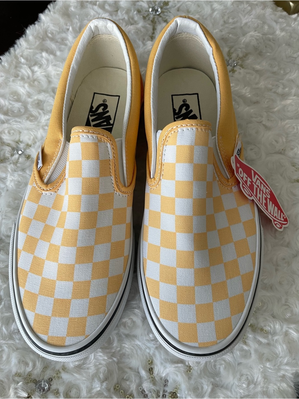 Vans Color Theory Classic Slip-On Checkerboard Sneakers - Golden Glow Size 7.5
